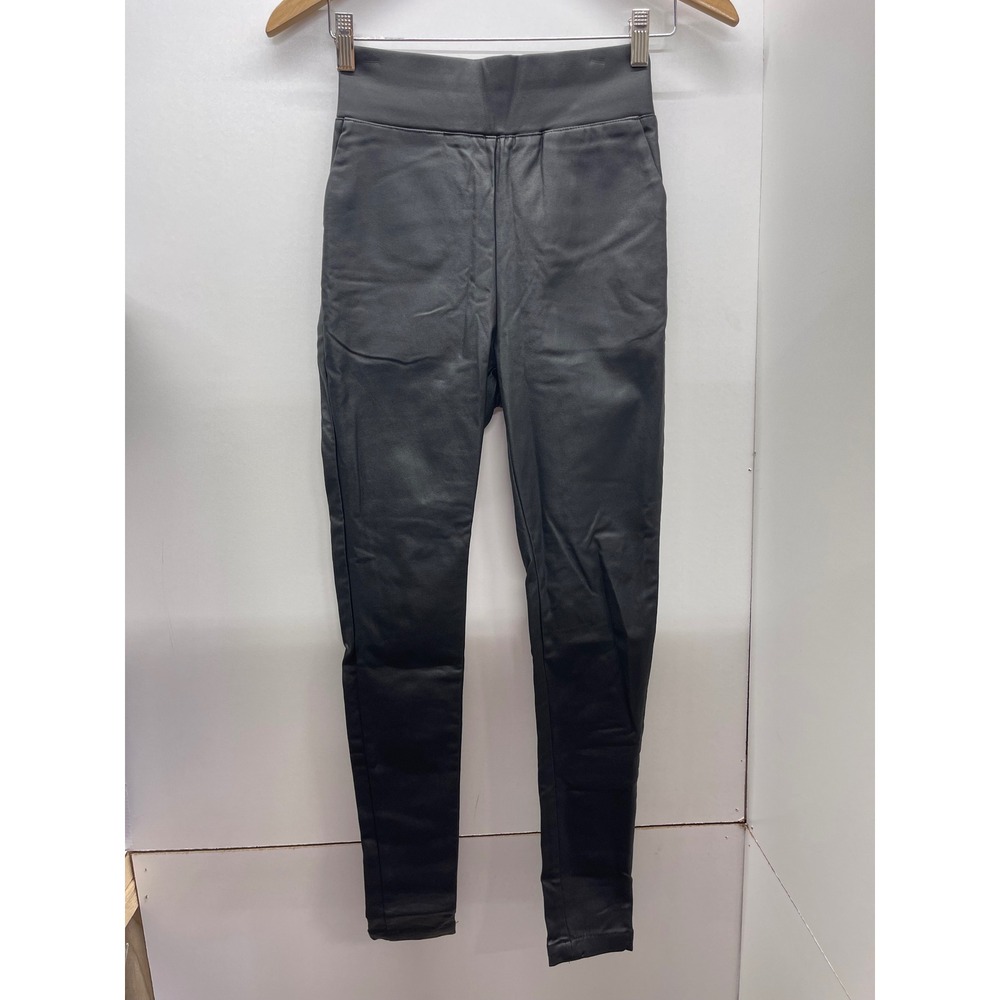 Hello Molly Black Faux Leather High Waisted Skinny Pants Back Zip Size 4 AU 8